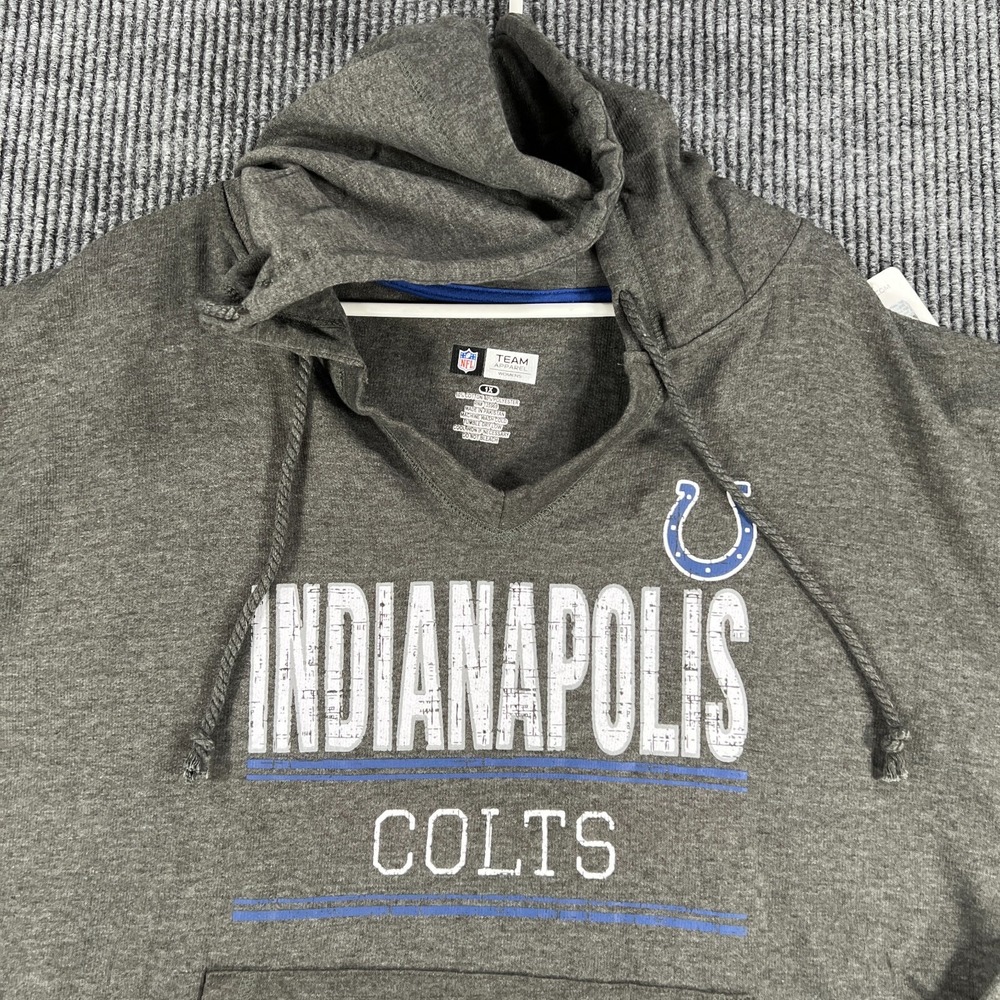 Indianapolis Colts Hoodie Sweatshirt Womens 1X Gray Long Sleeve Cut Off New